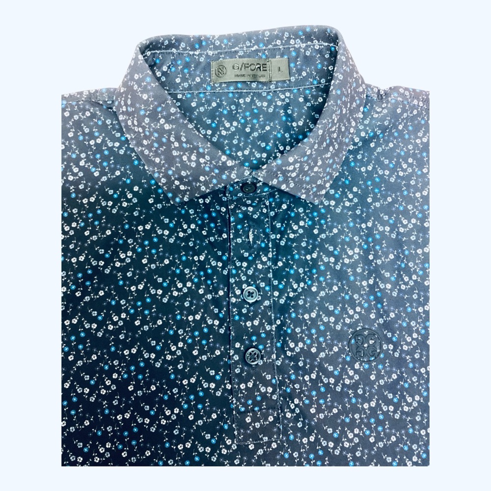 G/FORE Men’s Navy Blue Floral Polo Shirt size L